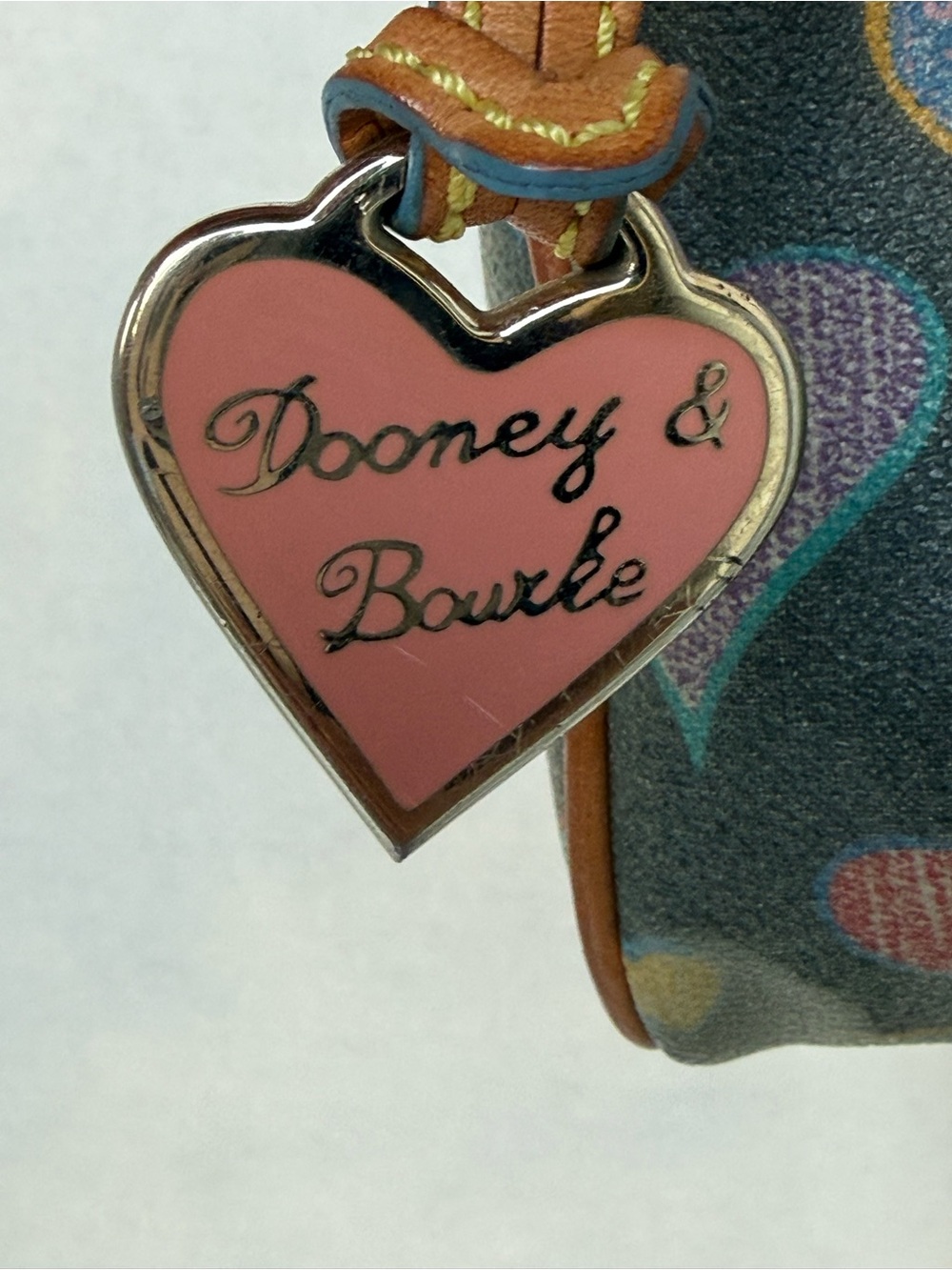 Dooney & Bourke Crayon Hearts Mini Barrel Handbag Bag Charm Black Multicolor - Picture 4 of 11